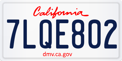 CA license plate 7LQE802