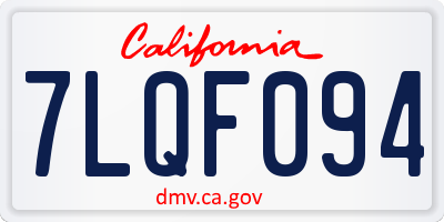 CA license plate 7LQF094