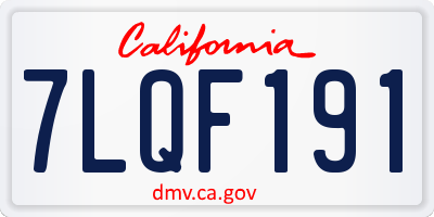 CA license plate 7LQF191