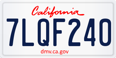 CA license plate 7LQF240
