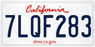 CA license plate 7LQF283