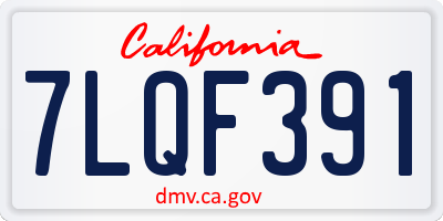 CA license plate 7LQF391