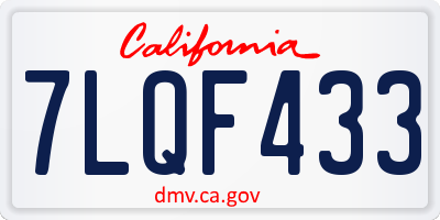 CA license plate 7LQF433