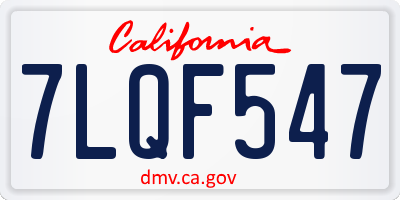 CA license plate 7LQF547