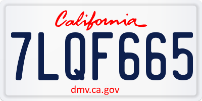 CA license plate 7LQF665