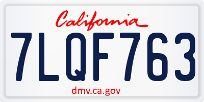 CA license plate 7LQF763