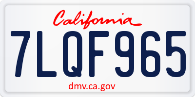 CA license plate 7LQF965