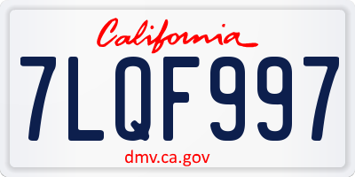 CA license plate 7LQF997