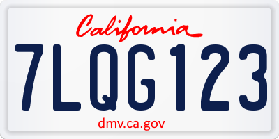 CA license plate 7LQG123
