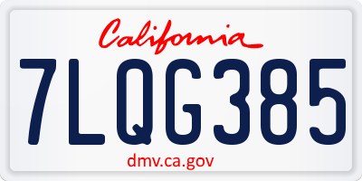 CA license plate 7LQG385