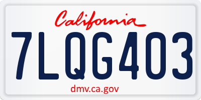 CA license plate 7LQG403