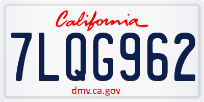 CA license plate 7LQG962