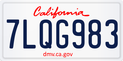 CA license plate 7LQG983