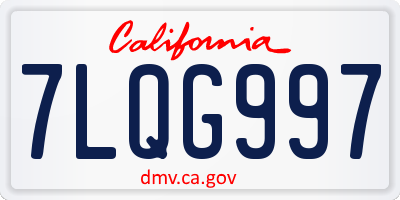 CA license plate 7LQG997