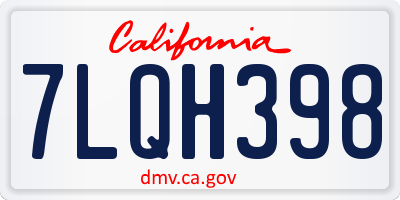 CA license plate 7LQH398