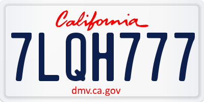 CA license plate 7LQH777