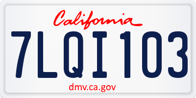 CA license plate 7LQI103