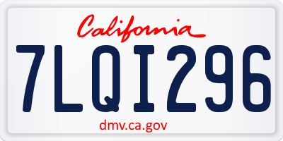 CA license plate 7LQI296