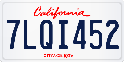 CA license plate 7LQI452