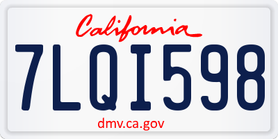 CA license plate 7LQI598