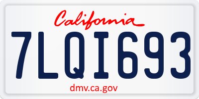 CA license plate 7LQI693