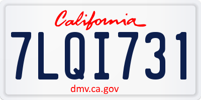 CA license plate 7LQI731