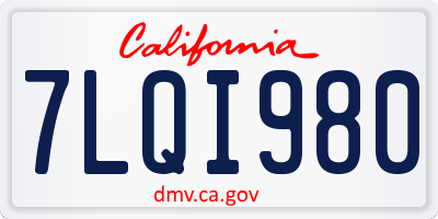 CA license plate 7LQI980