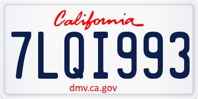 CA license plate 7LQI993
