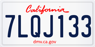CA license plate 7LQJ133