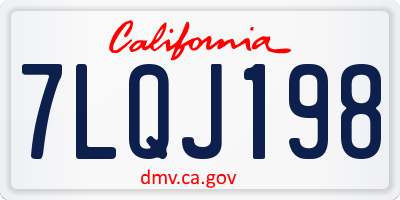 CA license plate 7LQJ198