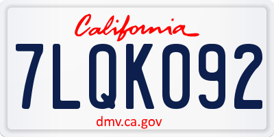 CA license plate 7LQK092