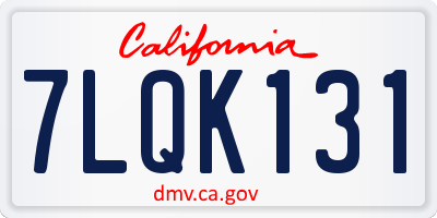 CA license plate 7LQK131