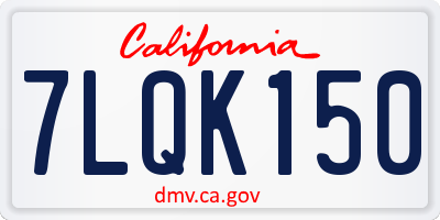 CA license plate 7LQK150