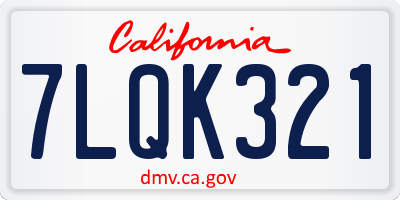 CA license plate 7LQK321