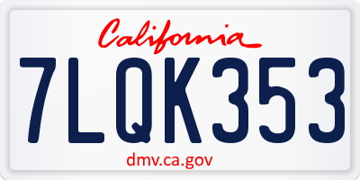 CA license plate 7LQK353
