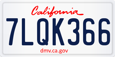 CA license plate 7LQK366