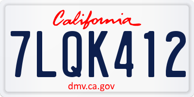 CA license plate 7LQK412