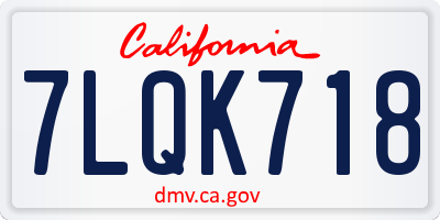 CA license plate 7LQK718