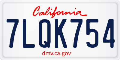 CA license plate 7LQK754