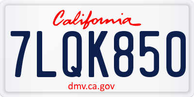 CA license plate 7LQK850