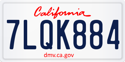 CA license plate 7LQK884