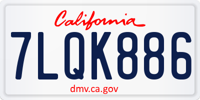 CA license plate 7LQK886