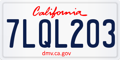 CA license plate 7LQL203