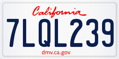 CA license plate 7LQL239