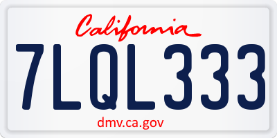 CA license plate 7LQL333