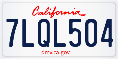 CA license plate 7LQL504