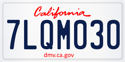 CA license plate 7LQM030