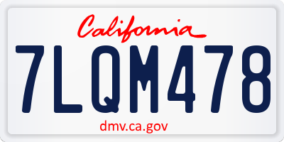 CA license plate 7LQM478