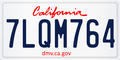 CA license plate 7LQM764