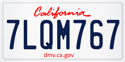 CA license plate 7LQM767